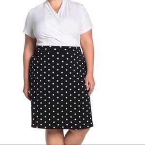 NWT Philosphy  Polka Dot Skirt Black White Print Elastic Waist Above Knee Sz S